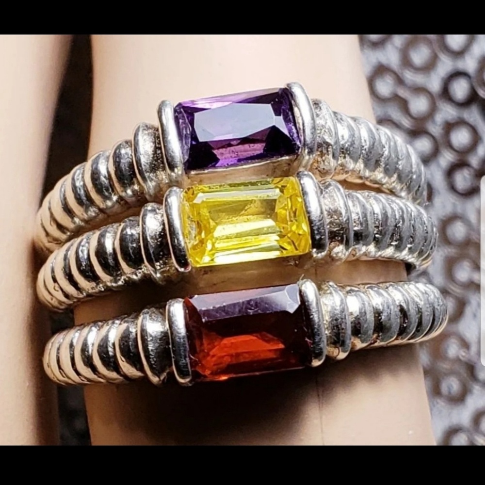 Stackable Sterling Silver Rings With Gemstones - image 1